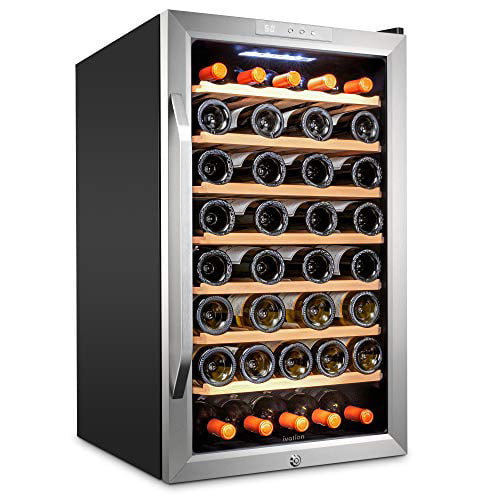 Compressor Cooler Refrigerator Red White Champagne Chiller Fridge Free Standing Wine Cellar w//Quiet Operation Touch Temperature Control MOPHOTO 24 Bottle Wine Cooler