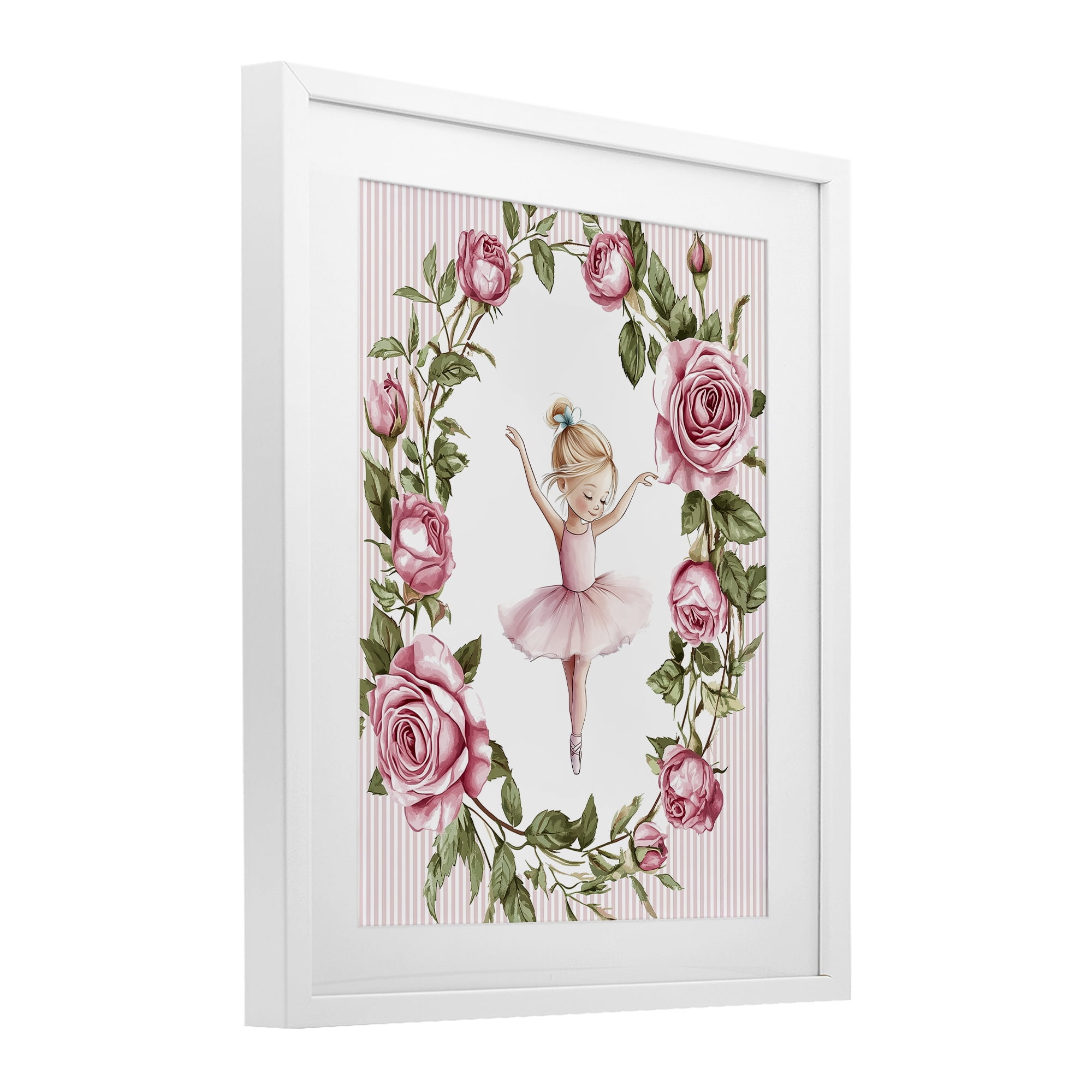 Stupell Industries Little Rose Dance White Framed Print Under Glass, design by Christine Simpson Art