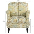 thumbnail image 4 of Linen Fabric Accent Chair with Solid Wood Legs, Mid Century Modern Armchair,Tufted Upholstered Comfy Reading Accent Chairs Single Sofa for Living Room, Bedroom,Flower, 4 of 6