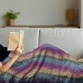 thumbnail image 3 of Colorful Soft Flannel Fleece Throw Blanket, Retro Colored Diagonal Lines Forming a Chevron Triangles Zig Zag Pattern Print, Cozy Plush for Indoor and Outdoor Use, 60" x 80", Multicolor, by Ambesonne, 3 of 5
