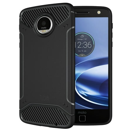 TUDIA for Motorola Moto Z Force Phone Case, [TAMM] Slim Tough Non-Slip Heavy Duty Case Cover (Black)