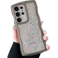 thumbnail image 2 of for Galaxy S23 Ultra Case 6.8",Curly Wavy Anti-Slip Grip Design Bling Cute Transparent Glitter Star Shiny Case Clear Sparkly Bumper Protection Soft Phone Cover Case for Women Girls,Black, 2 of 9