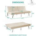 thumbnail image 4 of Naomi Home Tufted Split Back Futon Sofa Bed, Linen Couch Bed, Futon Convertible Sofa Bed with Chrome Legs, Folding, Reclining Small Convertible Couch, Futon Couches for Living Room Cream, 4 of 17