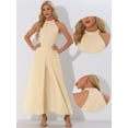 thumbnail image 2 of DARING DIVA Women's Sleeveless Chiffon Wide Leg Jumpsuit XL Apricot, 2 of 6