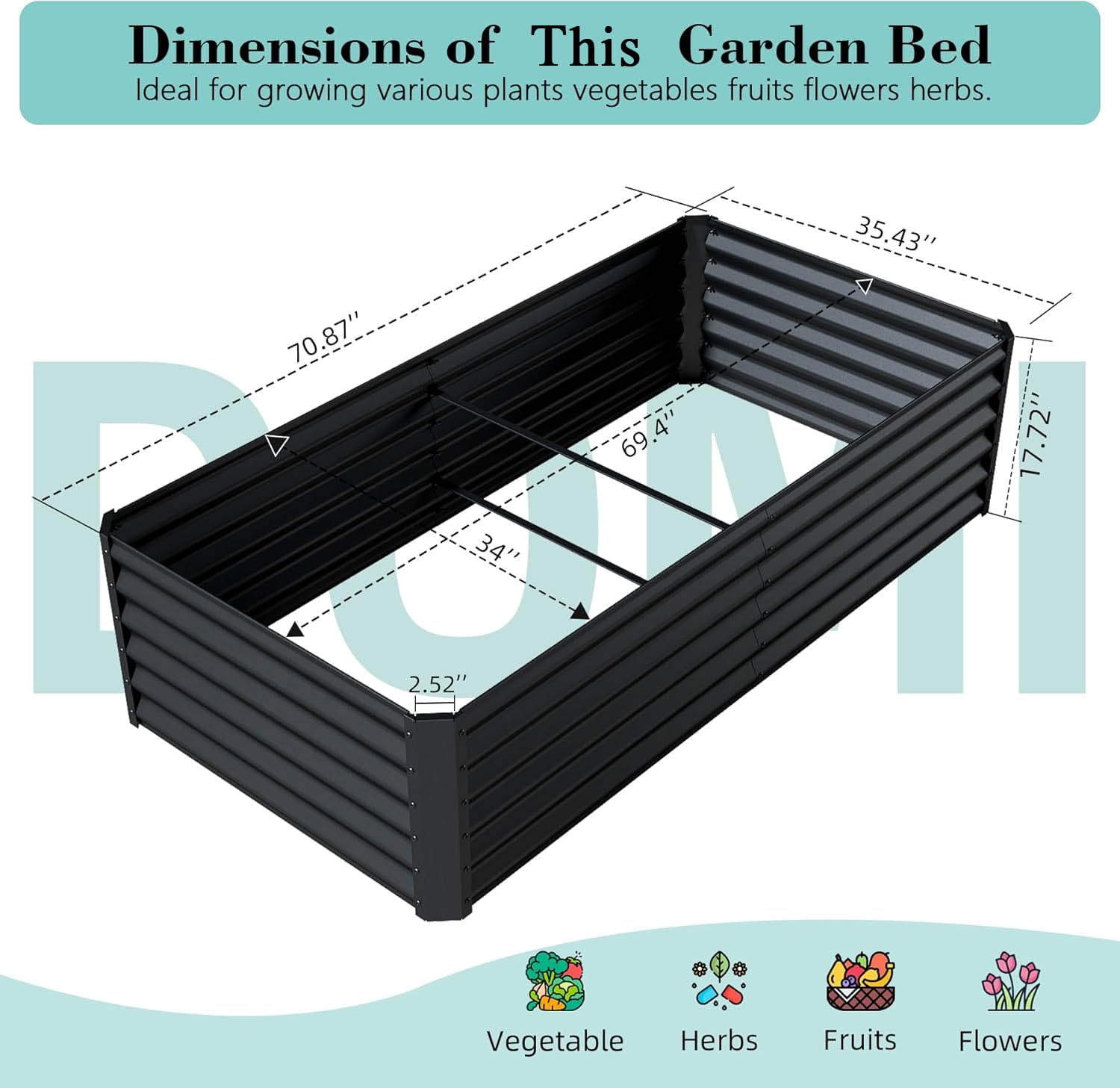 Galvanized Raised Garden Bed, Outdoor Planter Garden Boxes Large Metal Planter Box for Gardening Vegetables Fruits Flowers, Dark Gray 6x3x1.5Ft