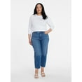 thumbnail image 2 of Time and Tru Women's High Rise Barrel Jeans, 28" Inseam, Sizes 0-20, 2 of 6