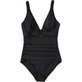 thumbnail image 4 of AWCHIC Women's Solid Color One-Piece Swimsuit Sexy Mesh Tummy Control High Waisted Swimwear, Size M-2XL, 4 of 7