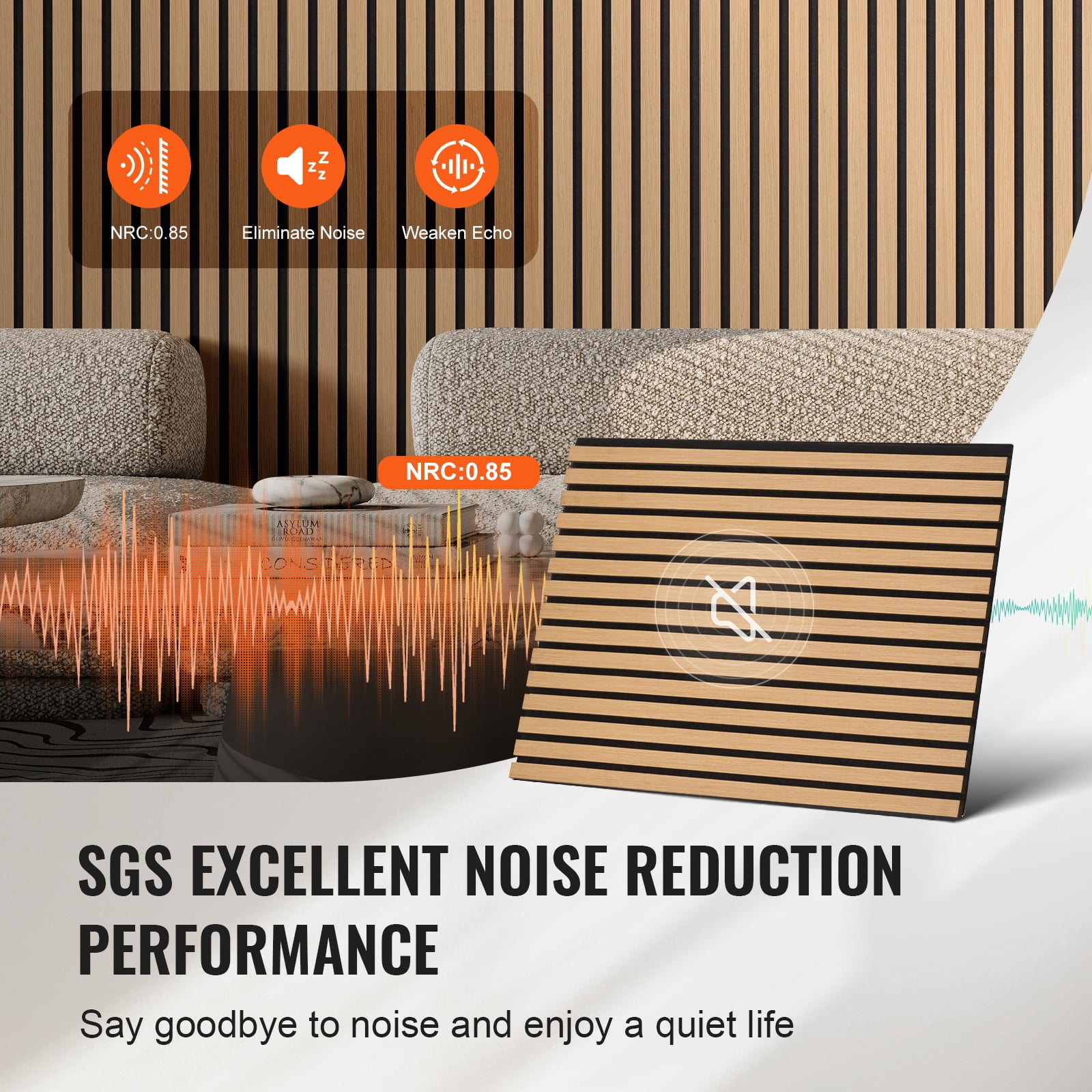 VEVOR Wood Slat Acoustic Panels, 23.6 x 47.2 inch, MDF Accent Wooden Wall Panels for Modern Interior Wall Decor, Faux Wood Wall Board Panels for Noise Reduction, Light Oak