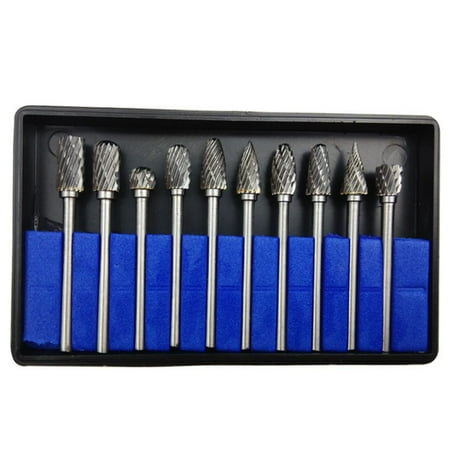 

10Pc Tungsten Carbide Grinding Head Milling Cutter Steel Cone Drill Set Diamond Drill 3X6mm