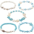 thumbnail image 1 of Pulsera de estrella de mar de playa de 5 piezas, pulsera turquesa con cuentas de concha, pulsera de estrella de mar turquesa con cuentas, accesorios de joyería para hombres y mujeres, 1 of 6