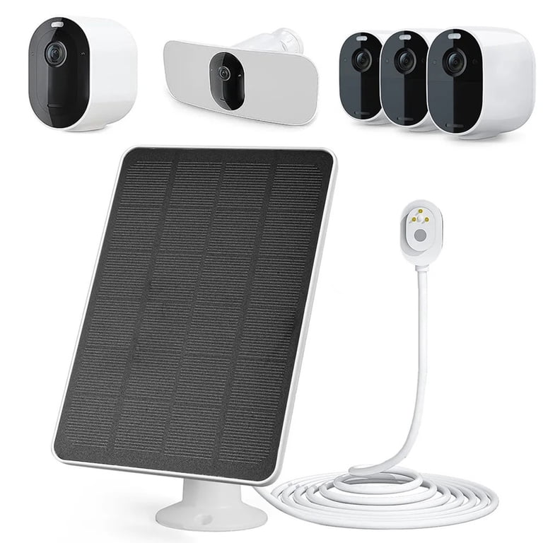 Panneau Solaire 5V 4W Pour Arlo Pro 5S/4/3 – Fixation Murale Réglable, Blanc