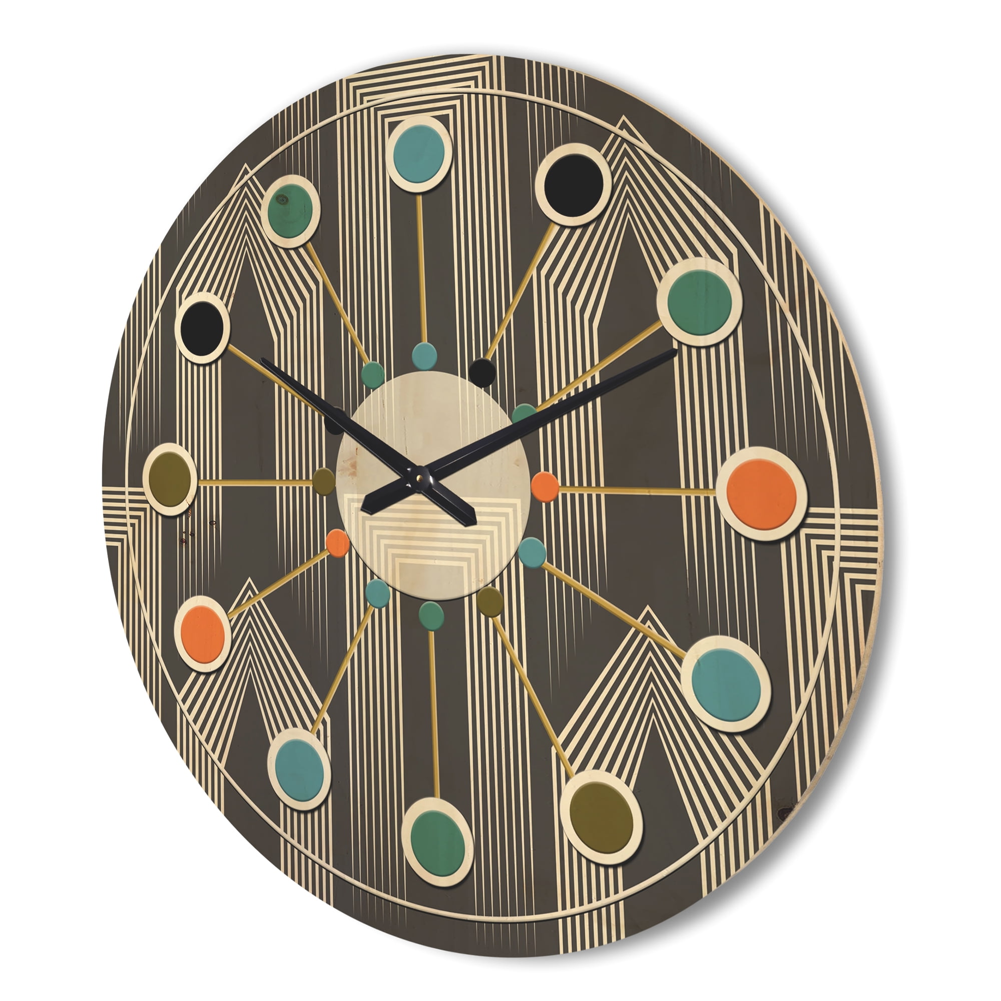 Designart 'Mimimal Monochrome Design III' Mid-Century Modern Wood Wall Clock