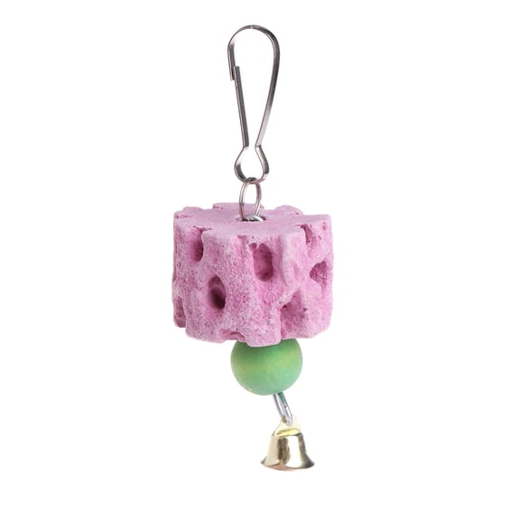 Parrot Chewing Toy Bird Beak Grinding Stone with Bell Calcium Supplement Food for African Grey Conure Parakeet Cockatiel