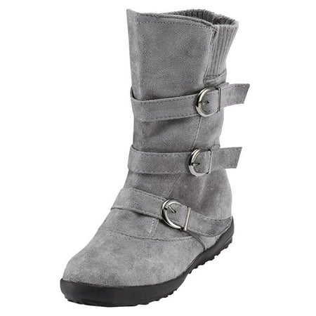 

Shpwfbe Boots For Women Suede Round Toe Zipper Flat Pure Color Buckle Strap Keep Warm Snow Shoes For Women Shoe Rack