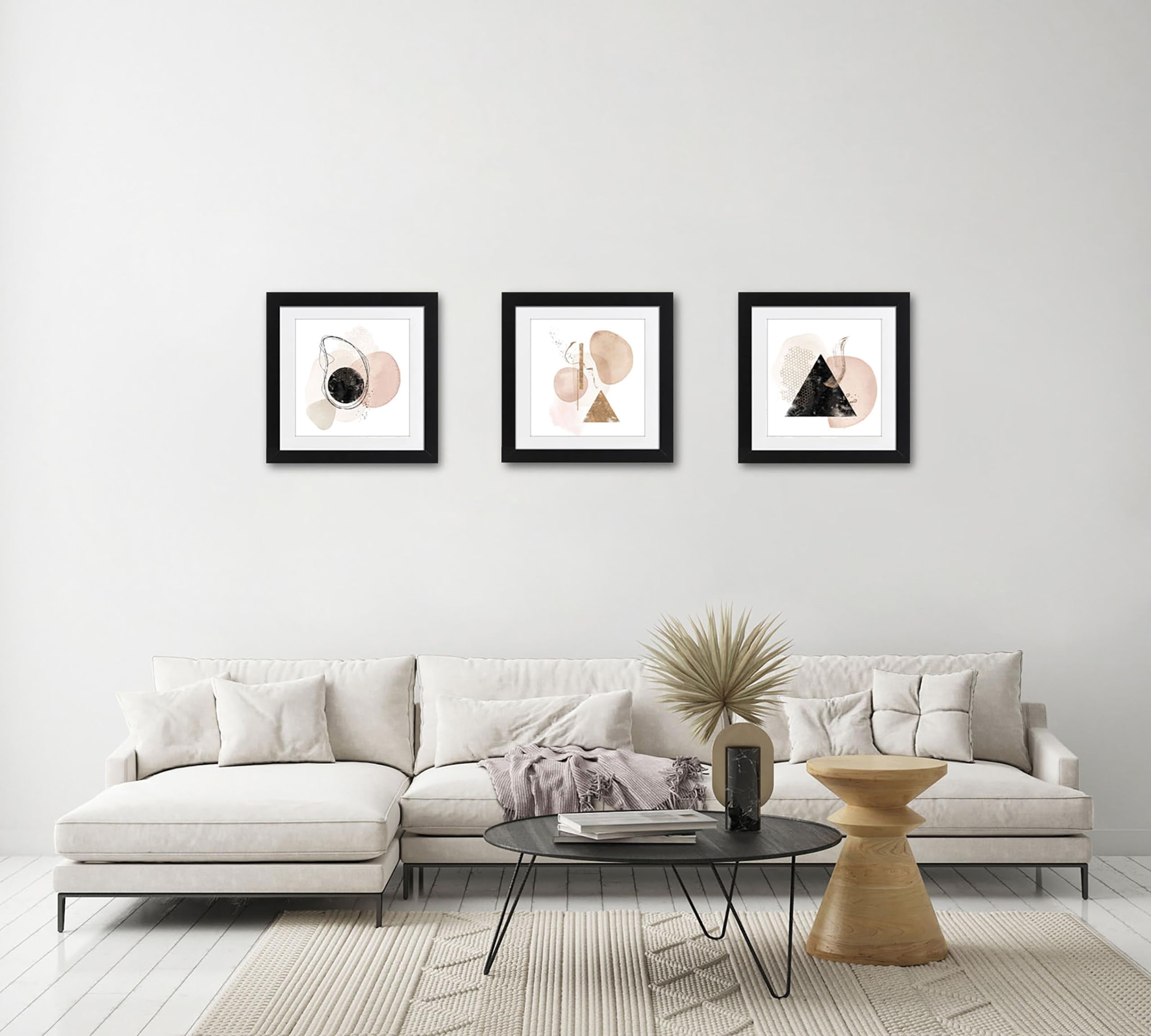 ELSKER&HOME 16x16 Frame Black 3 Pack, 12x12 frame with Mat or 16x16 Photos without Mat Set of 3