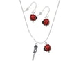 thumbnail image 2 of Delight Jewelry Silvertone 3-D Lacrosse Stick and Ball Red Lucky Ladybug Necklace and Dangle Earrings Set, 2 of 6