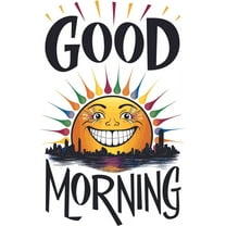 Good Morning Happy Sunrise Sun Quote Positive Life Motivation Inspiration Quotes Saying Wall Art Sticker Designs Vinyl Stickers For Home House Walls Rooms Windows Bedroom Decoration Size (24x28 inch)