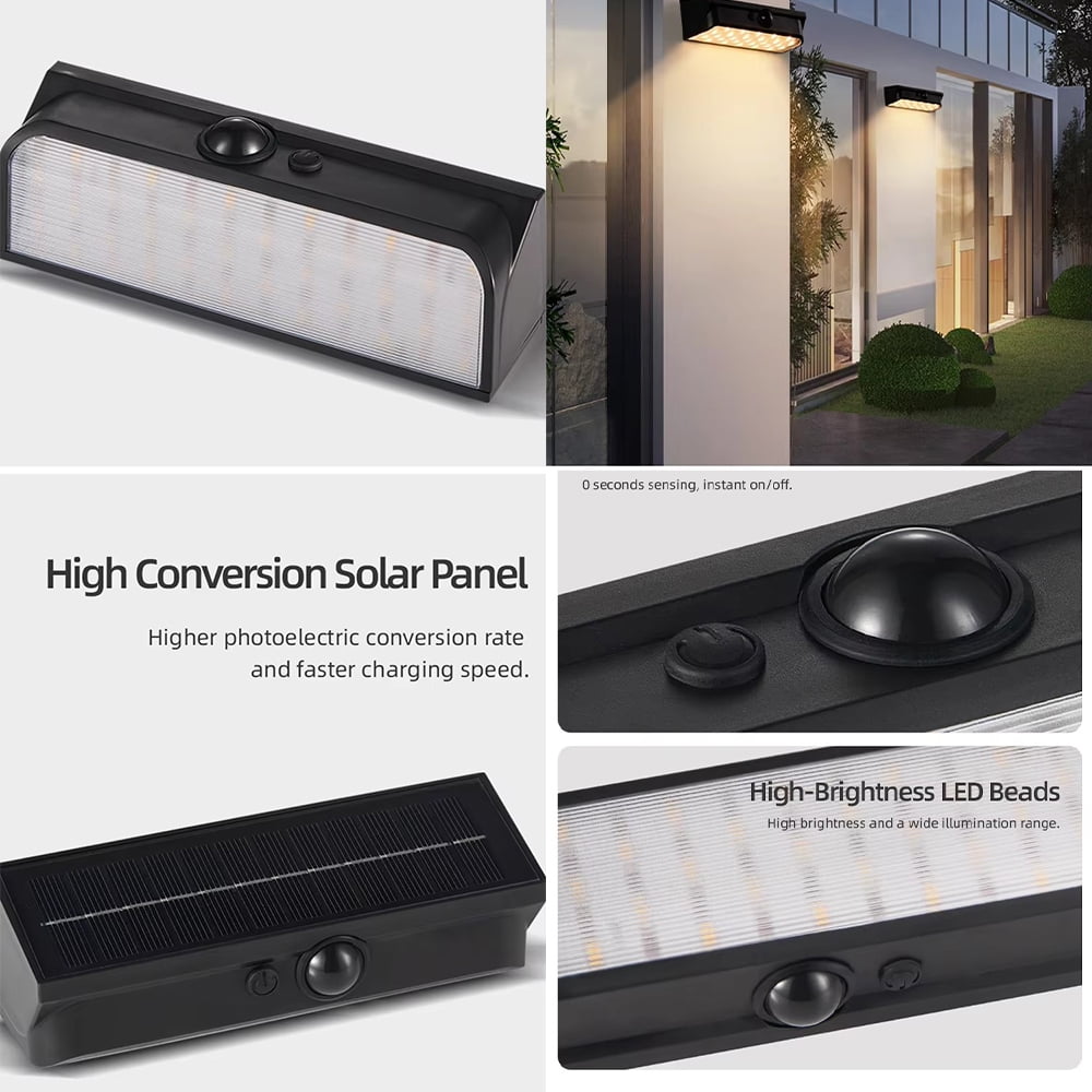 Solar Powered Outdoor Wall Light with Motion Sensor, Waterproof LED Wall Lamp Moonlight Body Induction for Patio Garden Balcony