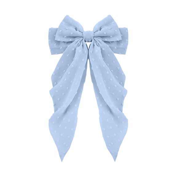 Long Polka‑Dot Chiffon Bow Hair Clip, Oversized Elegant Spring Barrette for Women Back‑of‑Head Hairstyle Decoration
