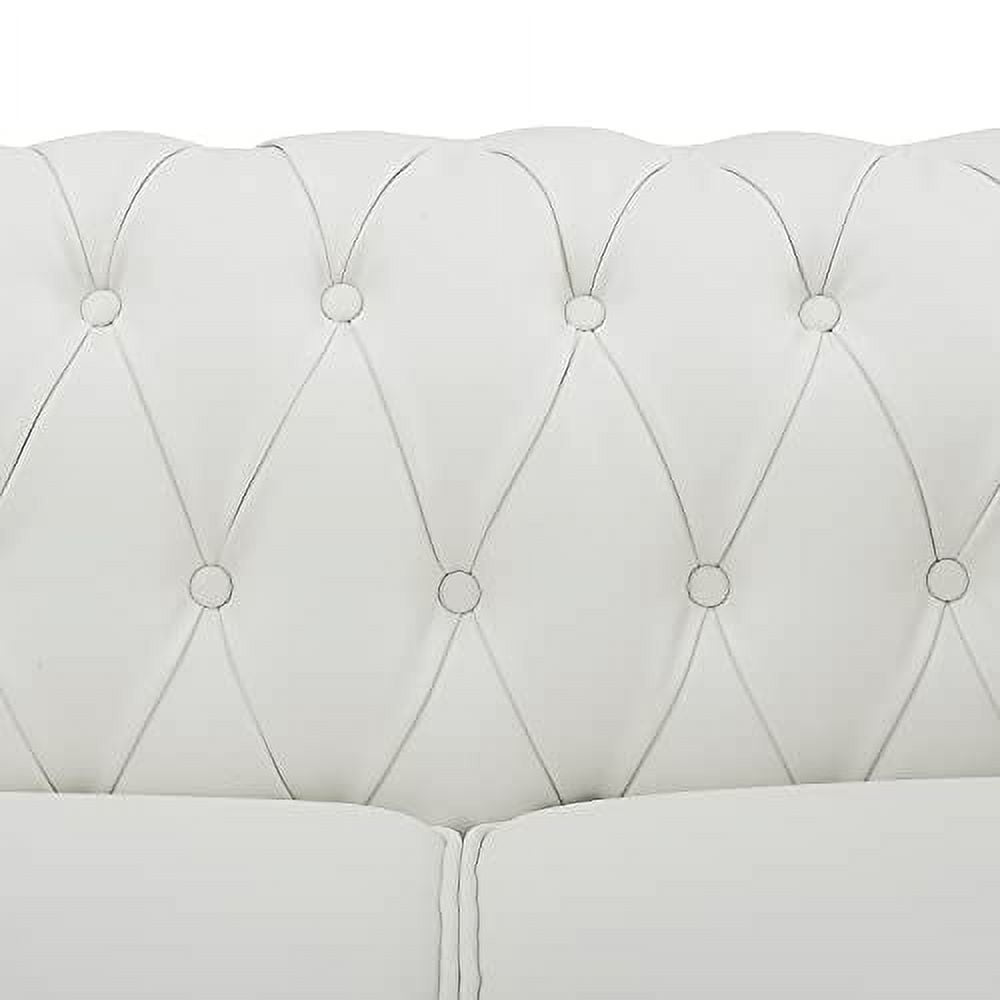 Naomi Home 2 Piece Faux Leather Tufted Arm Living Room Set White
