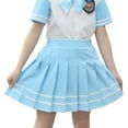 thumbnail image 3 of Alvivi Little Girls Kids Mini Waist Pleated Skater Skirt A Line School Uniform Tartan Skirt Blue 3-4, 3 of 6