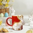 thumbnail image 4 of Easter Bunny Design Ceramic Coffee Mug, Handmade Stylish Tea Cup, Elegant Water Cup for Office and Home Kitchen Use, Perfect Festive Gift for Holiday Celebrations and Daily Beverage, Red, 4 of 6