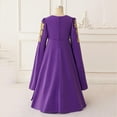 thumbnail image 5 of ZACPNCV Girls Renaissance Dress Kids Medieval Princess Outfit Girls Bundle Waist Long Sleeve Maxi Dress Purple 11-12 Years, 5 of 9