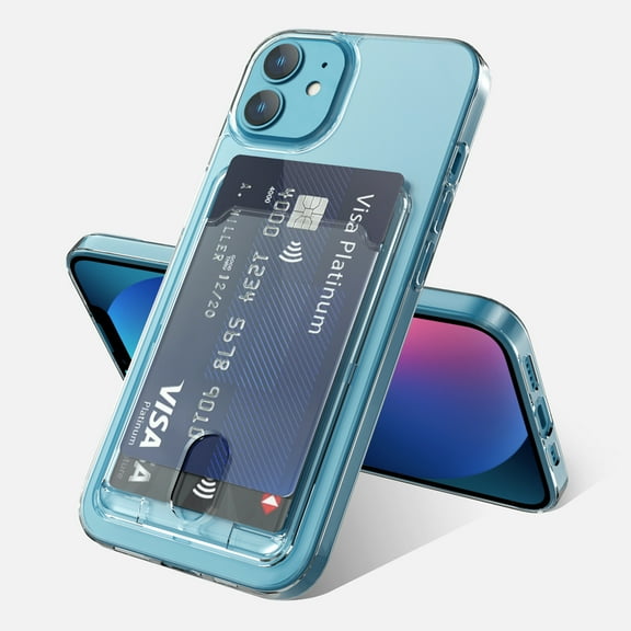 Nalacover Clear Wallet for iPhone 12 Case, Rubber Shockproof Wallet Case with Card Holder Pocket, Slim Transparent Crystal Protective Card Slot Phone Case For iPhone 12, Clear