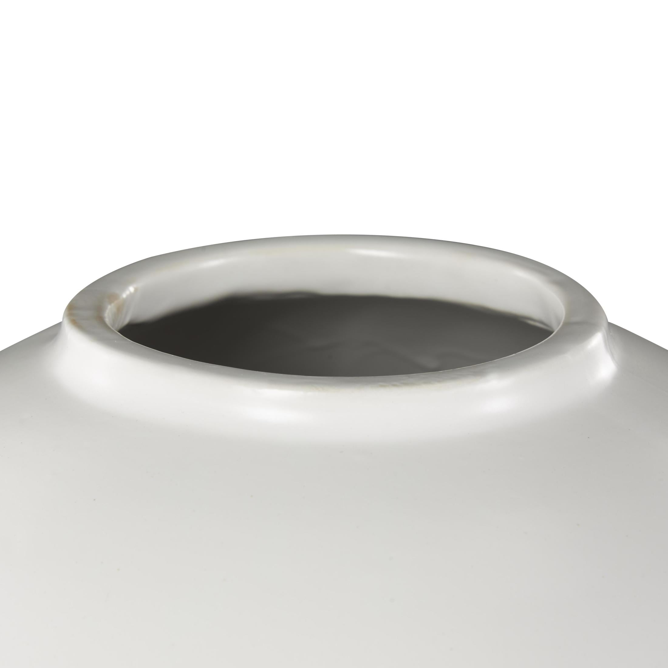 DecMode 8" x 15" White Ceramic Rounded Hourglass Decorative Jars with Lid and Ball Knob, 1-Piece