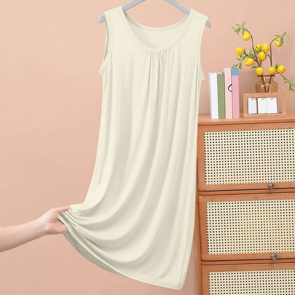 Fznquz Loungewear Plus Size Nightgowns for Women Summer Casual Dress Beige Sleeping Soft Loose Lightweight Womens Sleepwear