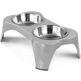 thumbnail image 2 of Gibson Home Bow Wow Meow 3 Piece Elevated Pet Bowl Dinner Set in Grey, 2 of 5