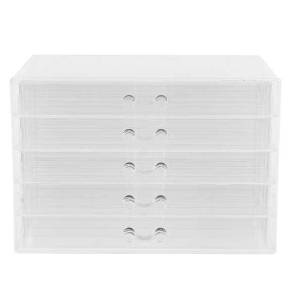 OFFIGAM Clear Plastic Jewelry Organizer for Women with 5 Layer Drawers and Multiple Independent Storage Compartments