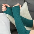 thumbnail image 3 of BambooMN Long Polyester Winter Fingerless Gloves for Women and Teenagers - Victorian Teal - 1 Pair, 3 of 7