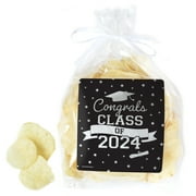 Black and Silver Graduation Party Stickers for Chip Bags, Popcorn Bags, Favor Bags - 32 Count - Distinctivs