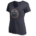 thumbnail image 2 of Women's Navy Edmonton Oilers Static Logo V-Neck T-Shirt, 2 of 3