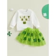 thumbnail image 3 of Toddler Baby Girls 2Pcs Spring Outfits 6 12 18 24 Months 2T 3T 4T Long Sleeve Letter Embroidery Sweatshirt + Tulle Skirt Set Baby Clothes, 3 of 9