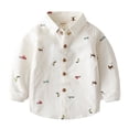 thumbnail image 1 of Qudderr Chemise Boutonnée pour Garçons 2-7T pour Enfants Bébé Manches Longues Chemises Habillées pour Garçons Imprimé Intégral Dessin Animé Hauts Décontractés Blouse de Printemps Automne pour Tout-Petits Vêtements pour Garçons, 1 of 9