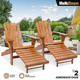 thumbnail image 3 of MoNiBloom 2 Piece Reclining Adirondack Chairs with Retractable Footrest, Wooden Lounge Chairs with Ottoman, Weather Resistant Outdoor Fire Pit Chairs, Teak, 3 of 11