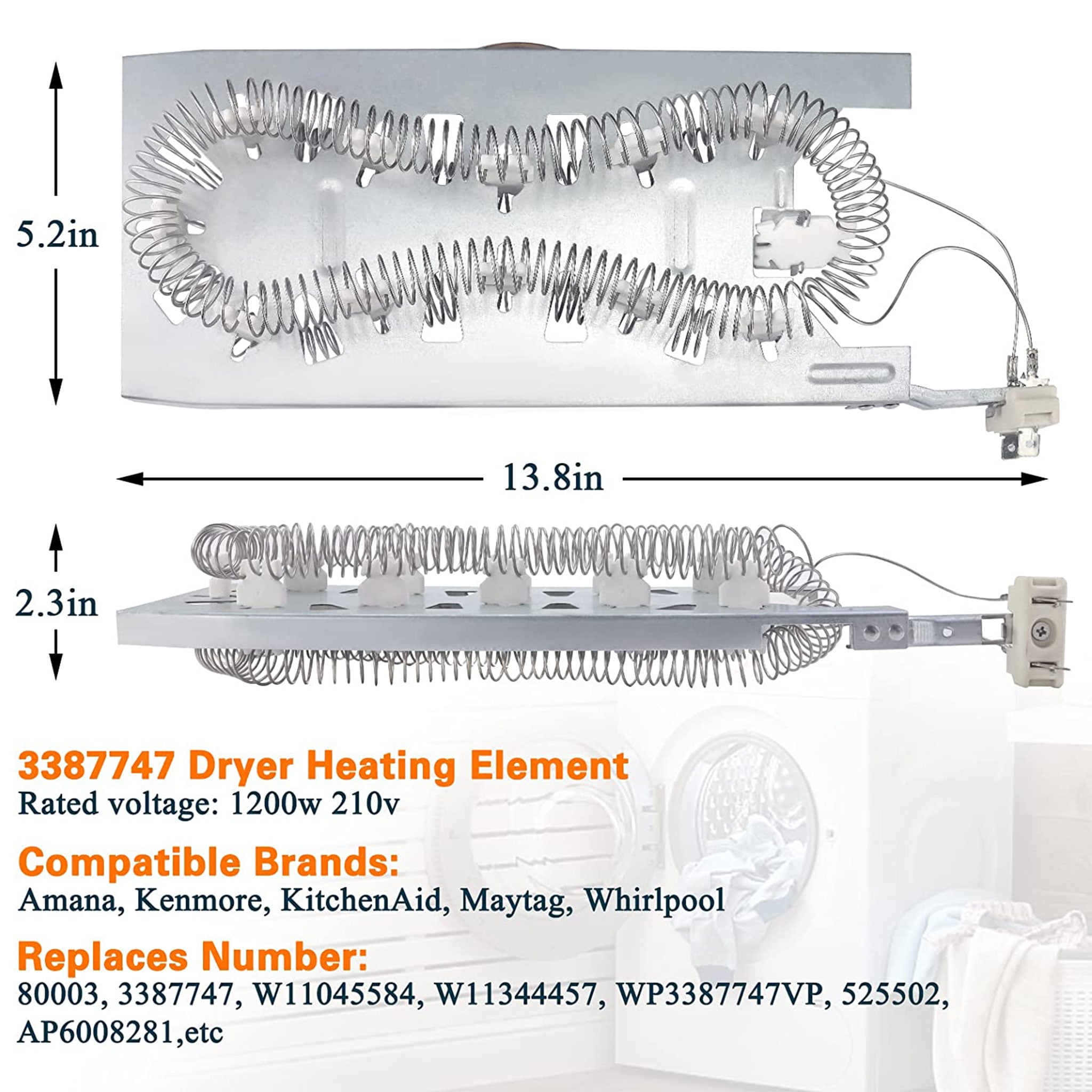 Beaquicy Dryer Heating Element with Thermal Fuse Kit for Whirlpool Dryers