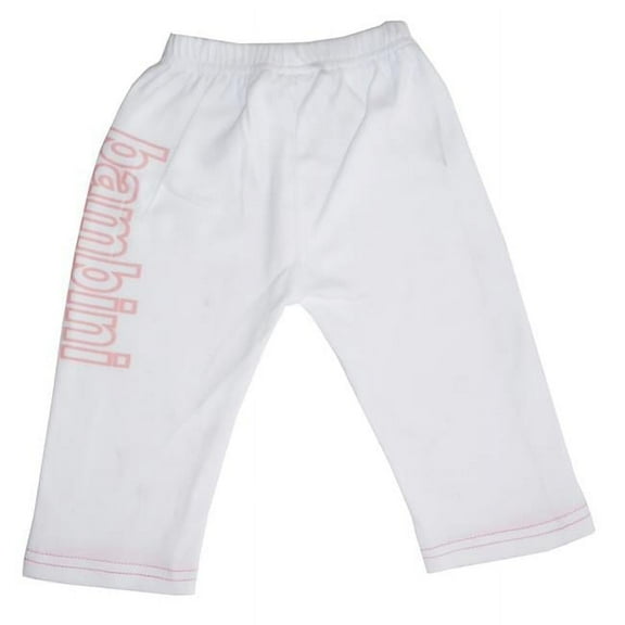 LS-0211 Girls Pants with Print, White & Pink- Small