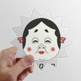 thumbnail image 1 of Divertida mascara de mujer tradicional japonesa Calcomanías solares de vinilo, 1 of 3
