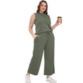 thumbnail image 4 of Conjunto de 2 piezas SAMPEEL pantalones anchos, casuales, primaverales, acogedores, sin mangas, verdes, 4 of 6