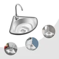 thumbnail image 4 of Fichiouy Triangle Wash Basin Stainless Steel Corner Sinks Single Bowl with Faucet for Kitchen Silver, 4 of 10