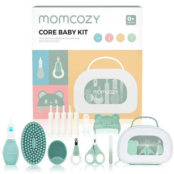 Momcozy Core Baby Kit, Baby Shower & Registry Essential Kit for Grooming&Cleansing Care, Includes Nail File Kits, Bath Brushes, Toothbrush, Comb, Storage Case etc.