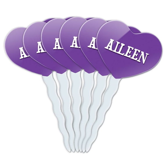 Aileen Heart Love Cupcake Picks Toppers - Set of 6
