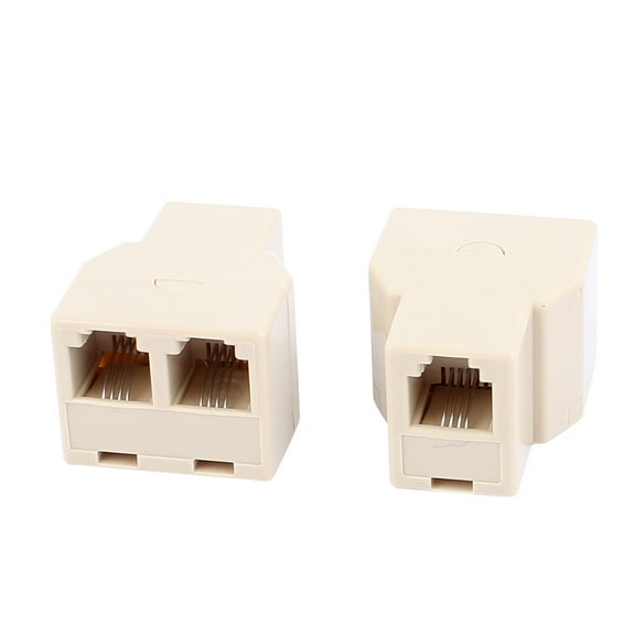 Unique Bargains 2Pcs 3 Way RJ11 6P4C Telephone Extension Connector Cable Converters Splitter