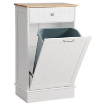 Tilt Out Trash Bin Cabinet Dog Proof Trash Can Holder Kitchen Island Without Garbage Bin or Tilt Out Laundry Hamper (White)