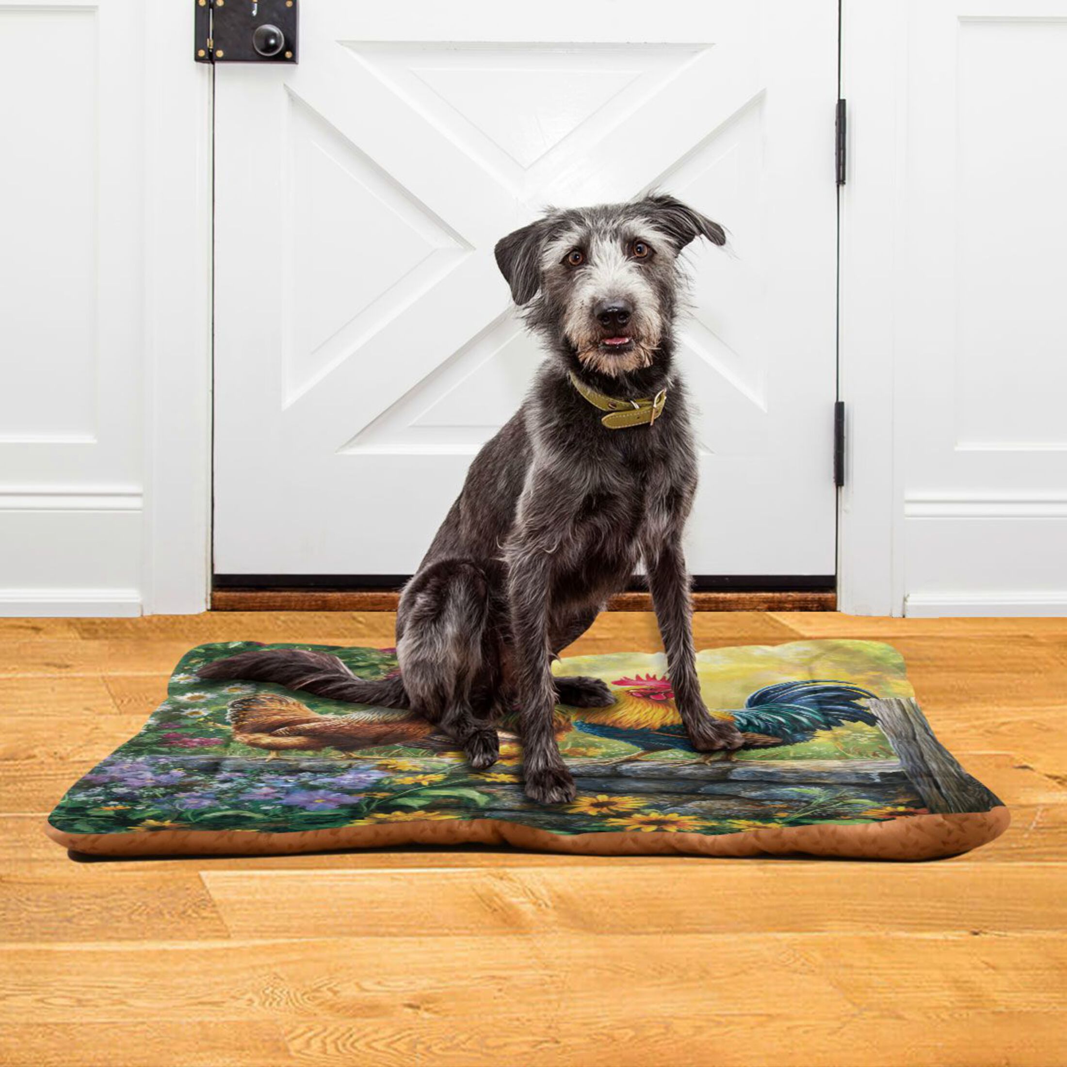Qxltty Beautiful Rooster Ped Pad Wear-resistant and Hard to Bite Through Sleeping Pad for Small Medium Large Dogs Winter Pet Bed 36×24in