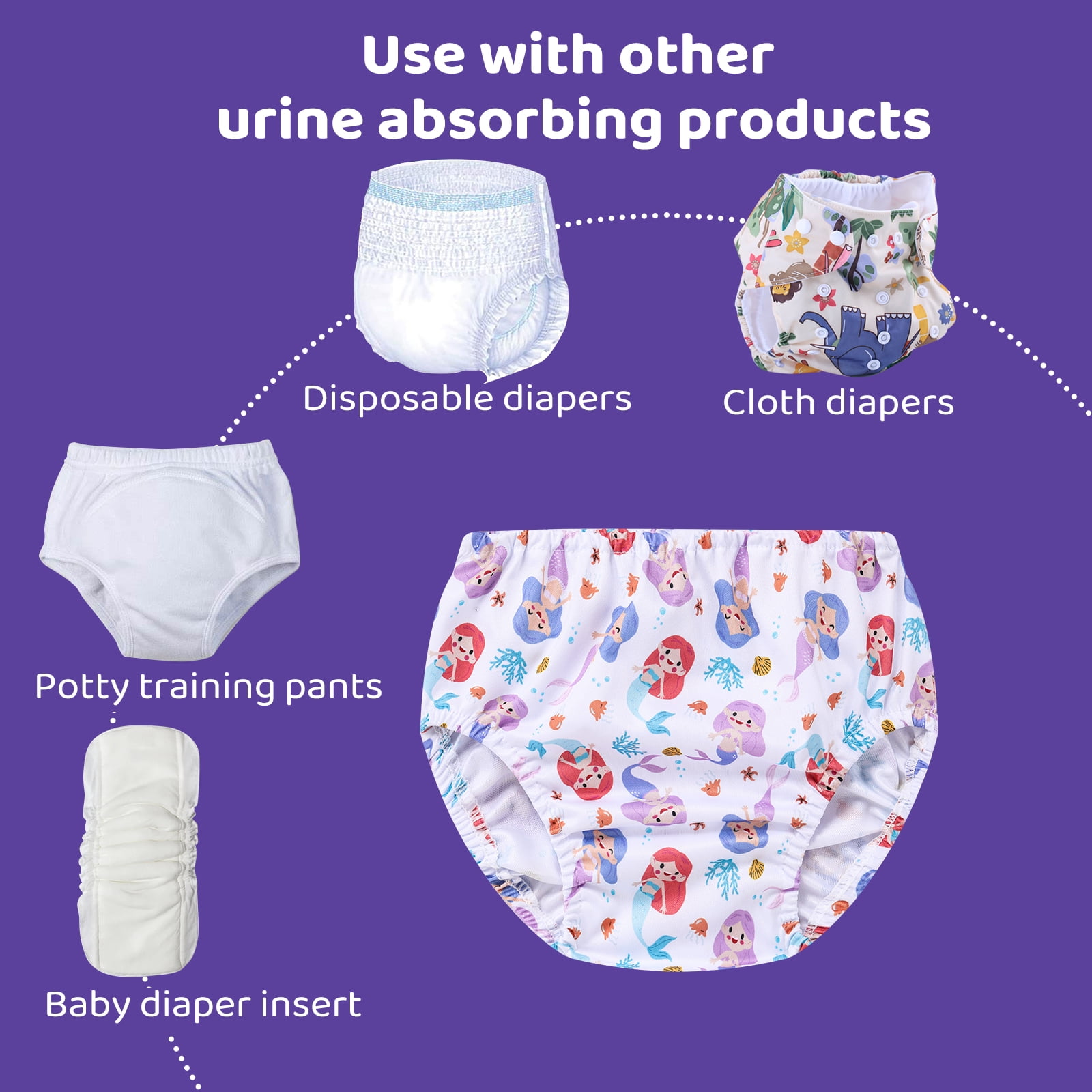 SMULPOOTI 8 Packs Plastic Underwear Covers for Potty Training Rubber Pants for Toddlers Rubber Training Pants for Toddlers Plastic Diaper Covers Plastic Underwear for Toddler Girls 6t