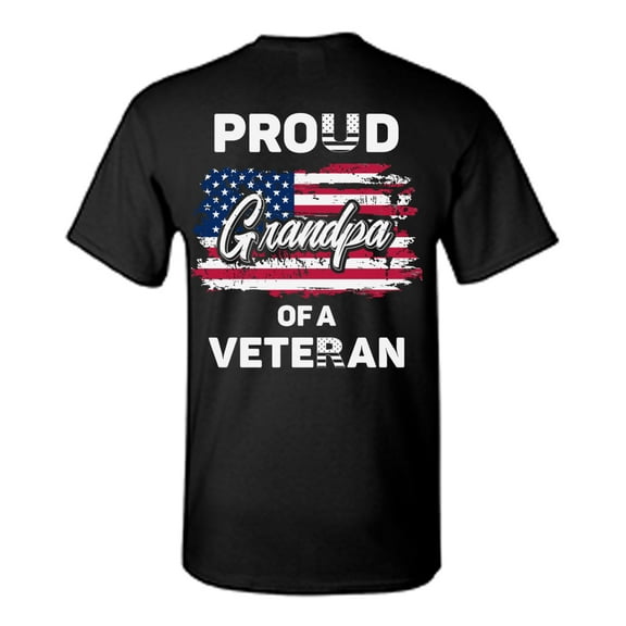 Awkward Styles Proud Grandpa of a Veteran Shirt Gift Idea Vintage USA T shirt for Grandpa I'm American Veteran Grandpa Tshirt 4th of July Gifts Patriotic USA T-shirt for Grandpa Print on the Back Only
